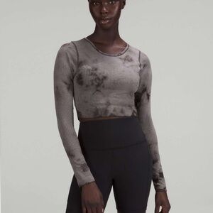 Lululemon Ebb to Street Long Sleeve Shirt *Marble Dye Black Granite SIZE 4